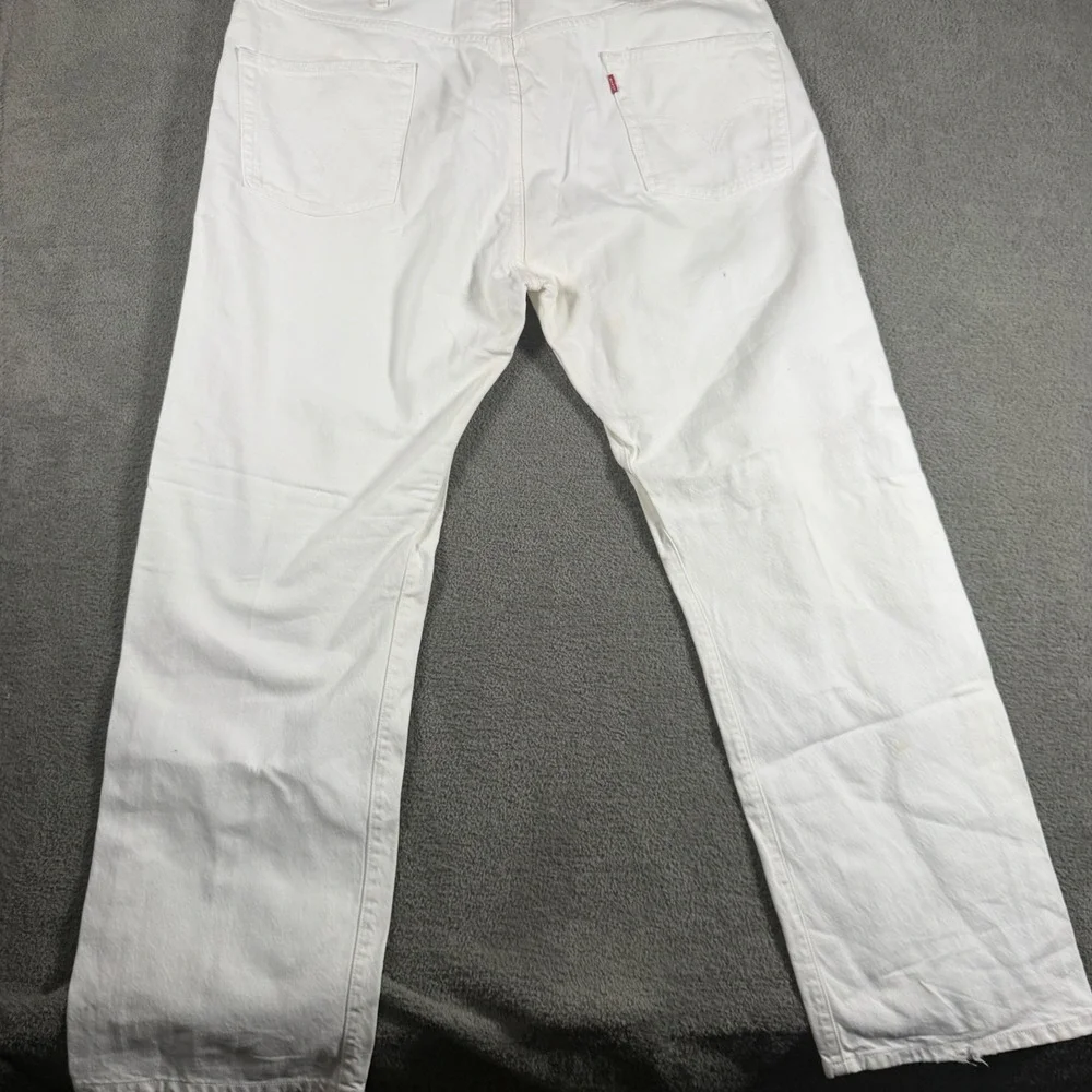 Levis 501 Original Fit Mens White Denim Jeans Straight Leg Button Fly 44x32